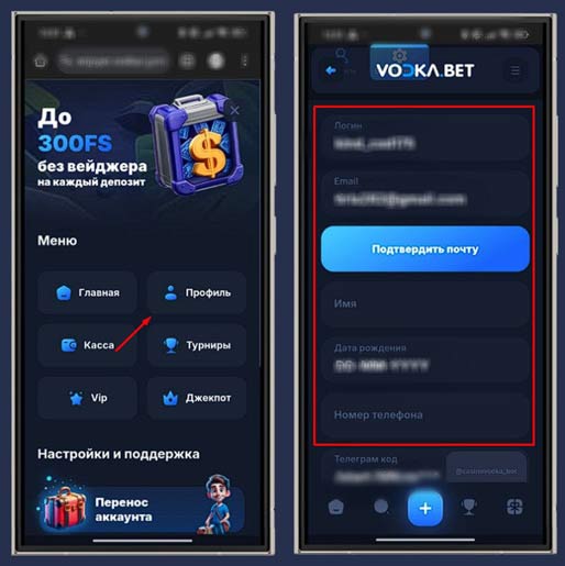 Верификация в Vodka Casino